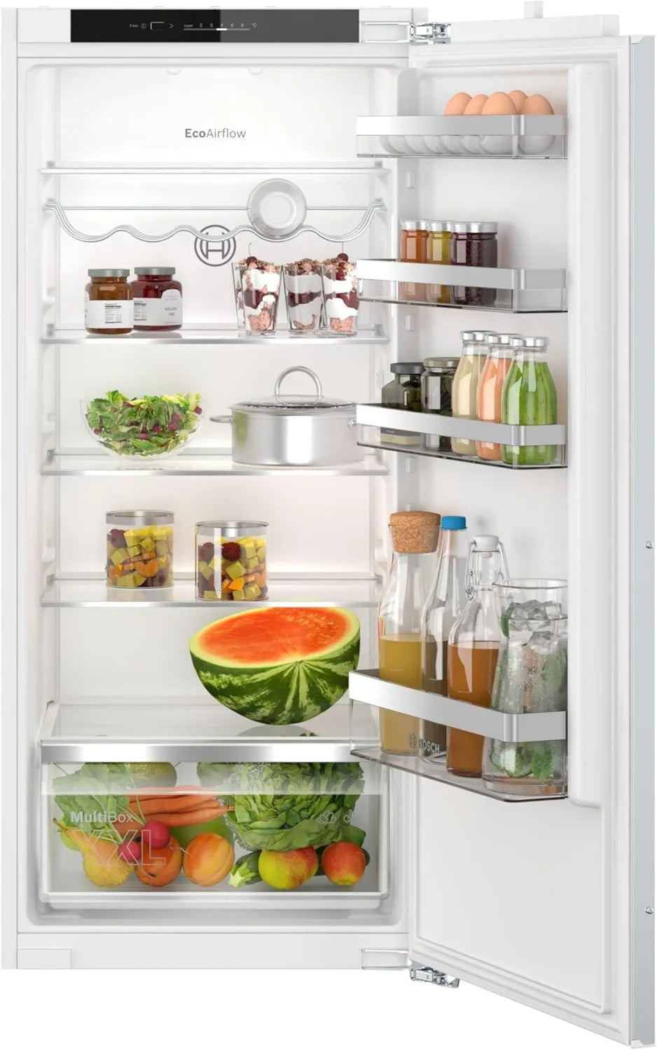 Bosch Serie 4 Einbau-Kühlschrank 204 L, Flachscharnier, FreshSense Technologie, Multibox XXL, 122.5x56 cm, Made in Germany, Weiß