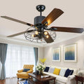 Retro Deckenventilator mit LED-Beleuchtung und Fernbedienung, dimmbar, leise, für Wohnzimmer, Schlafzimmer oder Esszimmer