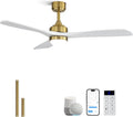 Intelligenter Deckenventilator mit Holzflügeln, 132cm, LED-Beleuchtung, WiFi, Alexa, App-Steuerung, Timer, 6 Geschwindigkeiten