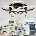 Leiser Deckenventilator mit LED-Beleuchtung und App-Steuerung, 72W, 6-Gang, Timer, Schwarz