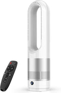 Leiser Turmventilator mit Fernbedienung, 80° Oszillation, 8-Stunden-Timer, Sicher und Blattlos für Schlafzimmer (Silber)