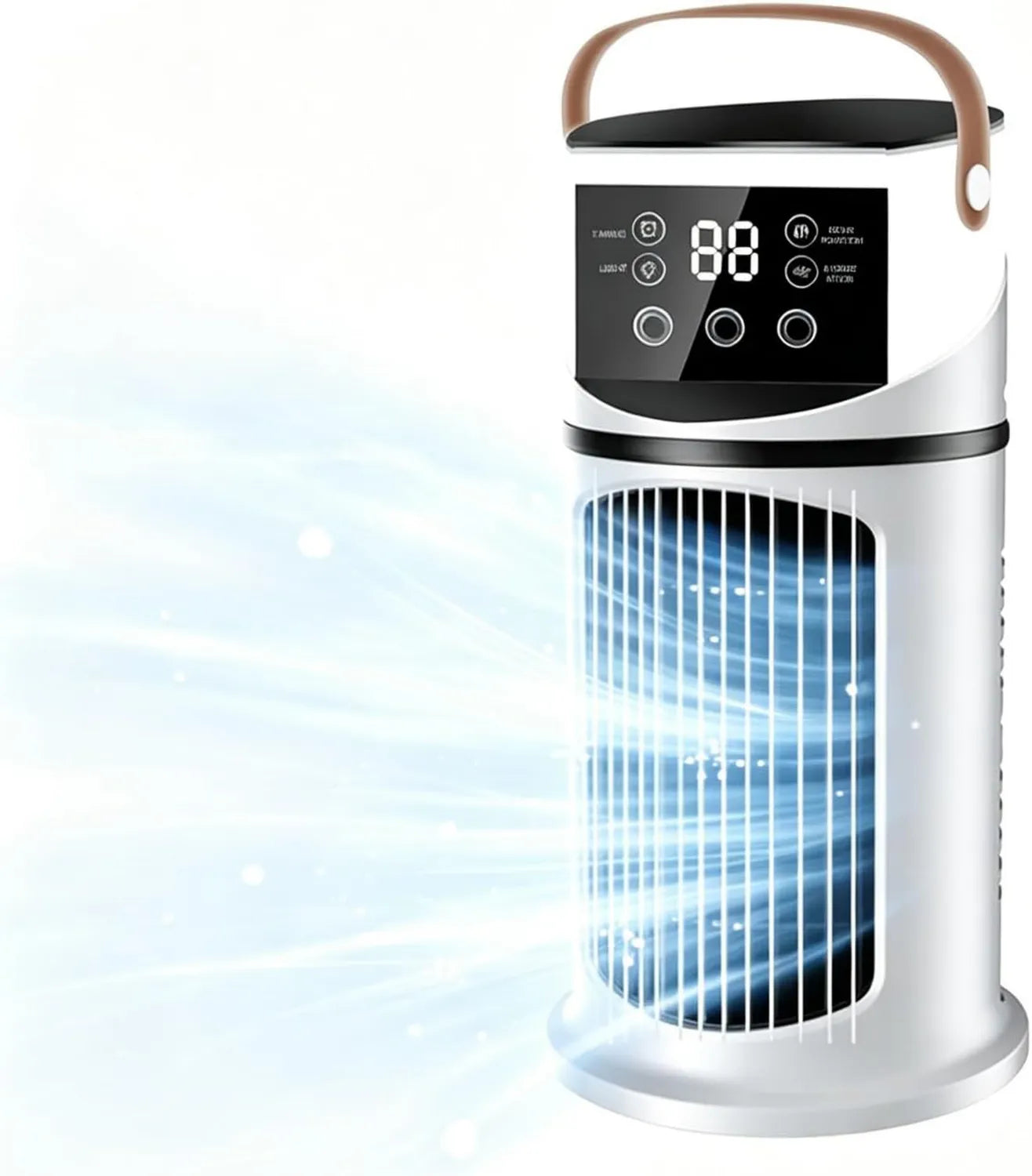 Tragbare Klimaanlage mit LED, Sprühfunktion, 8-Stunden-Timer und 9 Geschwindigkeiten für Büro, Wohnheim und Schlafzimmer