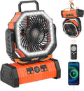 Tragbarer Camping-Ventilator mit LED-Lampe und 20.000 mAh Akku, oszillierend, inkl. Fernbedienung und Timer, ideal für Stromausfälle