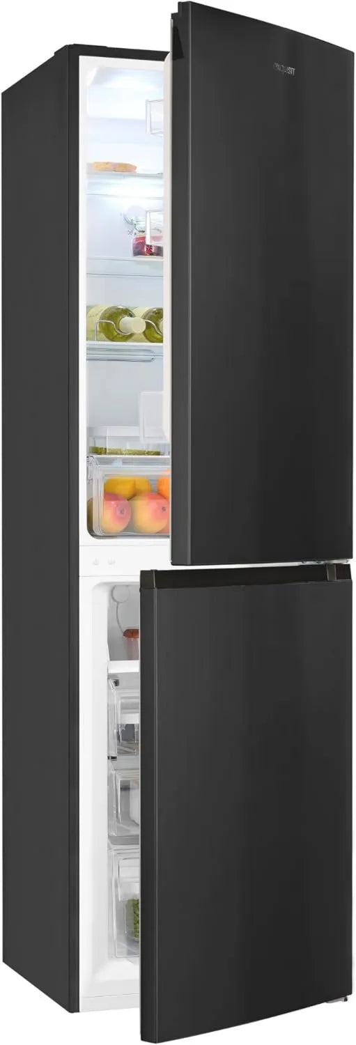 Hochwertige No-Frost Kühl-Gefrierkombination, 247 L, freistehend, Edelstahloptik, 4-Sterne-Gefrierfach, Schnellgefrierfunktion, LED-Beleuchtung, leise 39 dB(A), Energieeffizienzklasse D