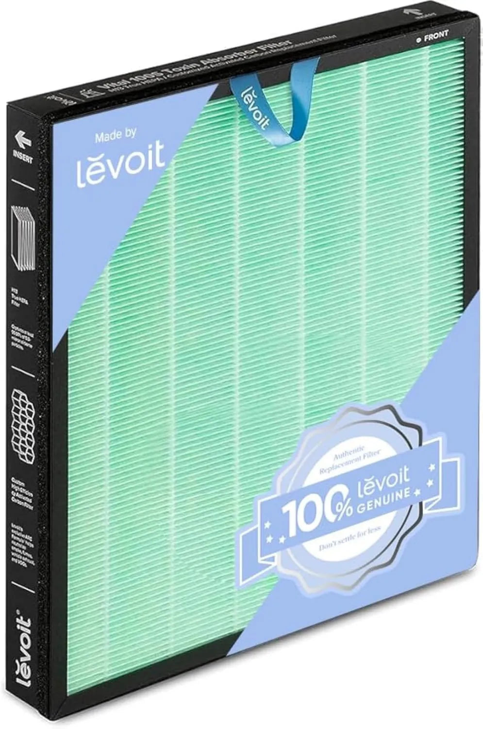 LEVOIT Vital 100S Luftreiniger mit HEPA-Filter und Aktivkohle, entfernt Gerüche und Pollen, Schlafmodus, grüner Ersatzfilter
