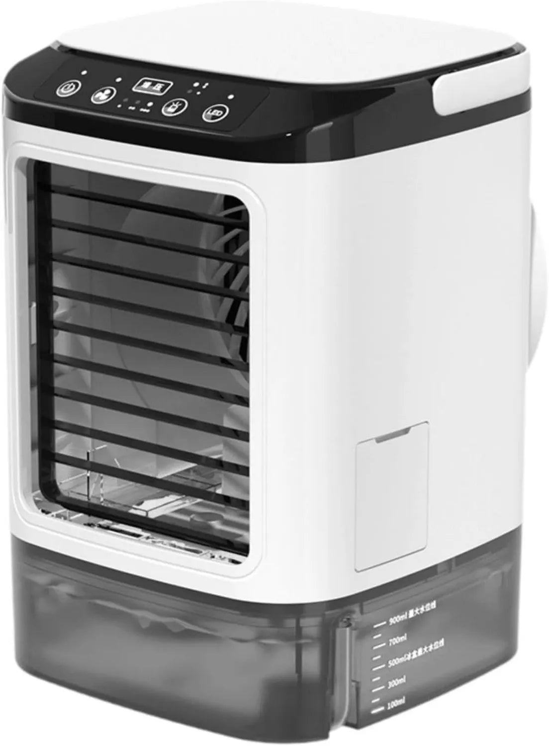 Leise tragbare Klimaanlage mit 900 ml Wassertank und Griff, ideal für Schlafzimmer und Büros