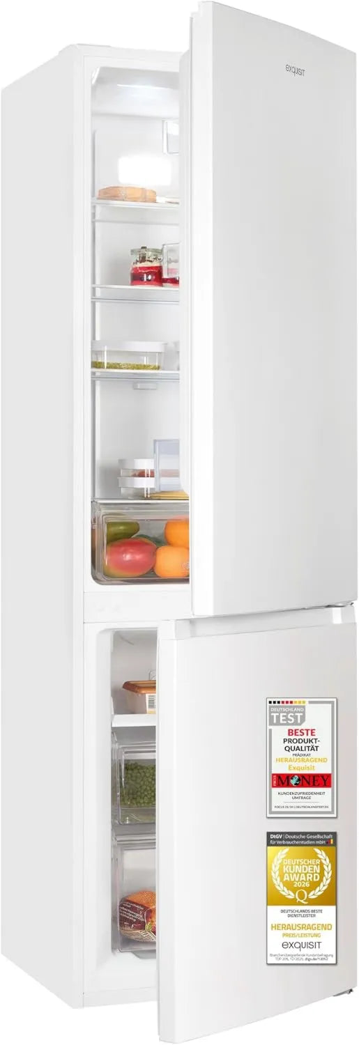 Hocheffiziente Kühl-Gefrierkombination 253 l, No Frost, leise 39 dB, schmal 54,5 cm, Schnellgefrierfunktion, Energieklasse C, Weiß