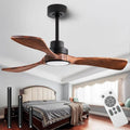 Deckenventilator 106cm mit LED-Beleuchtung, Fernbedienung & 3 Holzflügeln, Leiser DC-Motor, Dimmbar in 3 Stufen, 6 Geschwindigkeiten, Timerfunktion, Ideal für Wohn- und Schlafzimmer