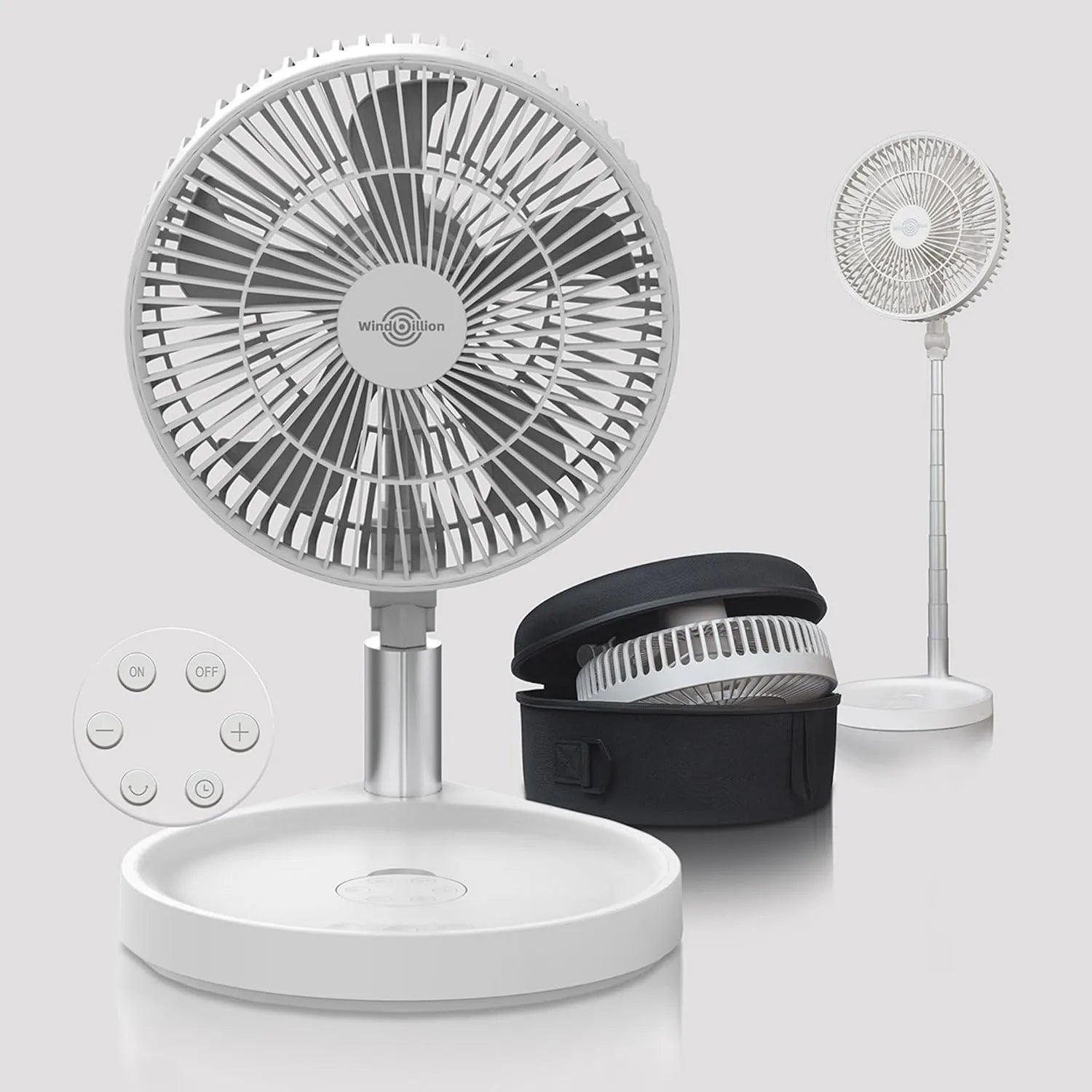 Leiser Akku-Standventilator H6 – 16000mAh, 37 Stunden Betriebszeit, klappbar und oszillierend mit Fernbedienung, kabellose Powerbank für Camping und Büro