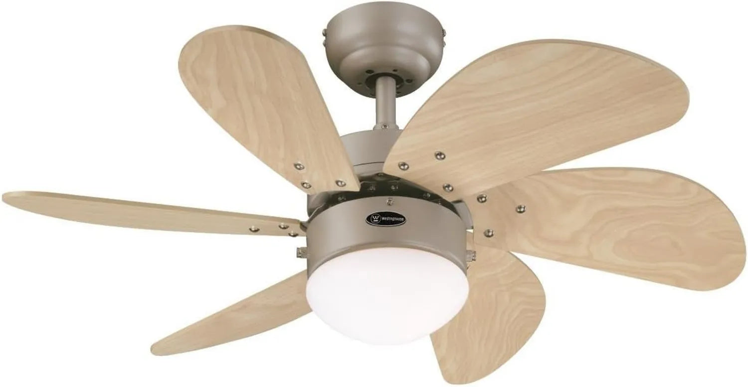 Westinghouse 76 cm Deckenventilator Turbo Swirl mit Licht und 6 Flügeln, Titan-Design