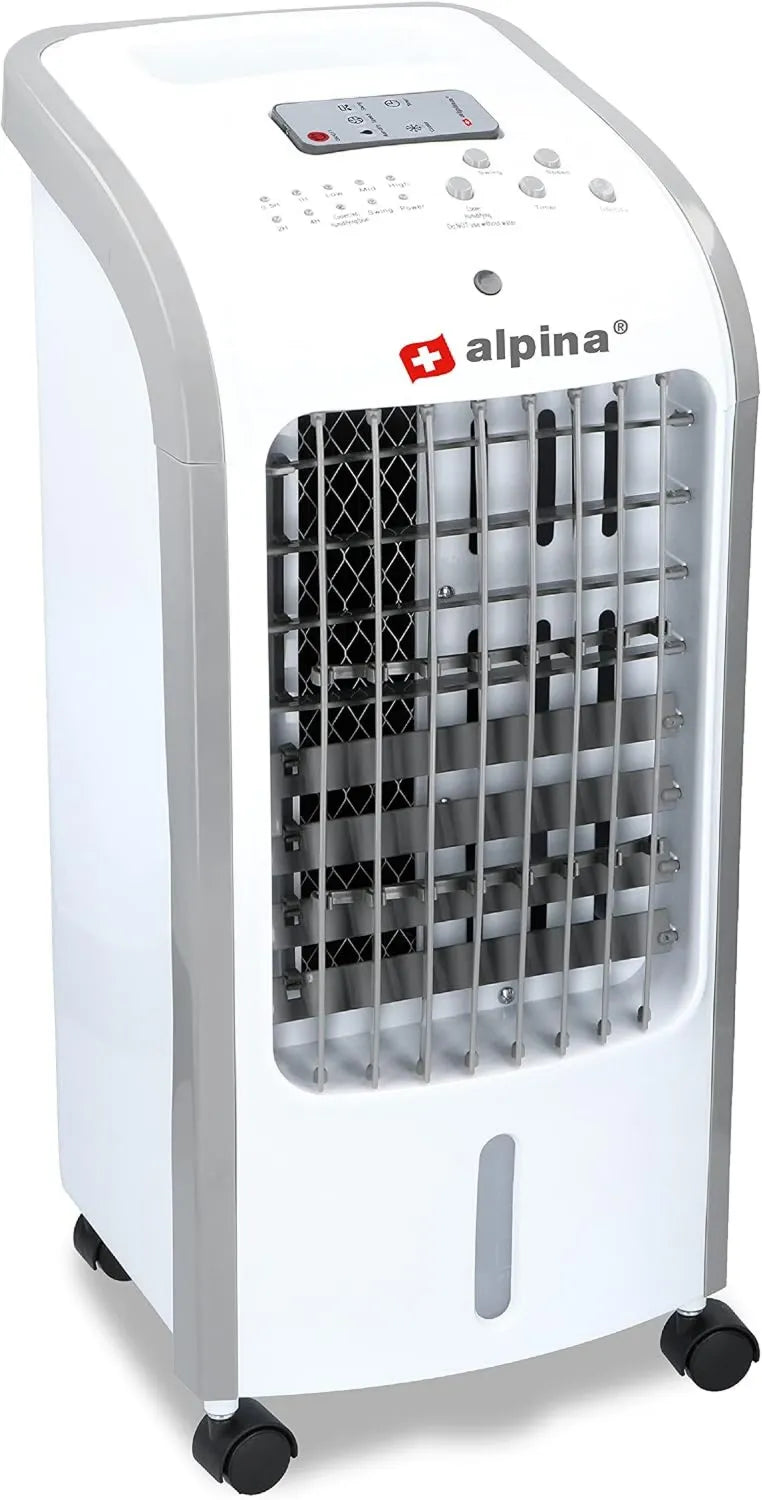 Alpina 4-in-1 Klimagerät mit Fernbedienung und Timer – Luftkühler, Luftbefeuchter, Ventilator – 3 Modi – Reichweite bis 270m³ – Weiß