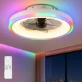 Leiser Deckenventilator mit RGB-Beleuchtung, 60CM, Fernbedienung, 6 Geschwindigkeiten, dimmbar, Timer, für Schlafzimmer, Weiß