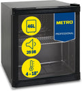 Kompakter METRO Professional Kühlschrank aus Edelstahl und Glas, 46L, Schwarz