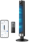 DREO Höhenverstellbarer Turmventilator mit Smart-Technologie, 102–114 cm, 8,4 m/s, DC-Motor, 9 Geschwindigkeiten, 4 Modi, 90° Oszillation, leise bei 20 dB, 12-Stunden-Timer, kompatibel mit Google/Alexa