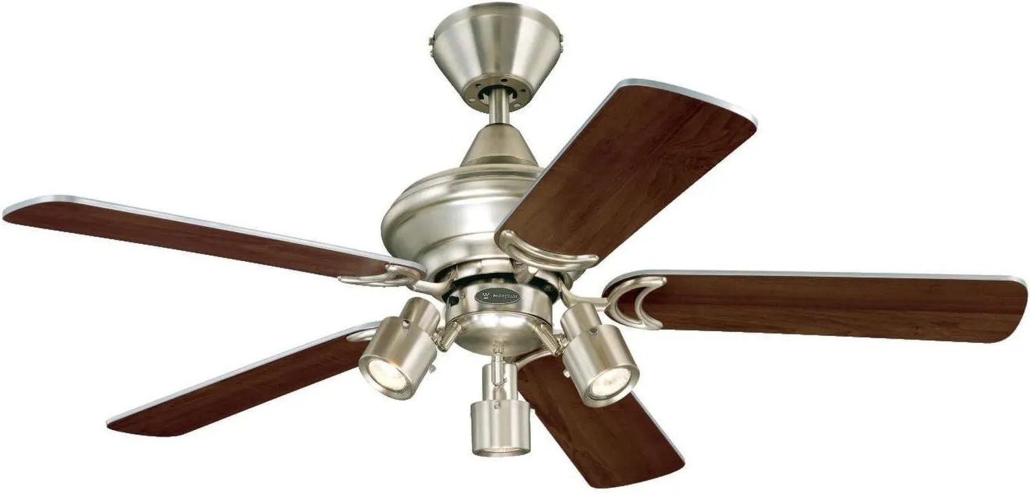 Deckenventilator Kingston 105 cm mit Beleuchtung und 5 Flügeln, gebürstetes Aluminium