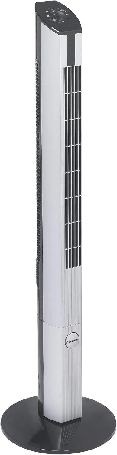 Moderner Design-Turmventilator mit 3 Geschwindigkeitsstufen, 107 cm Höhe, 50 W, Schwarz/Grau